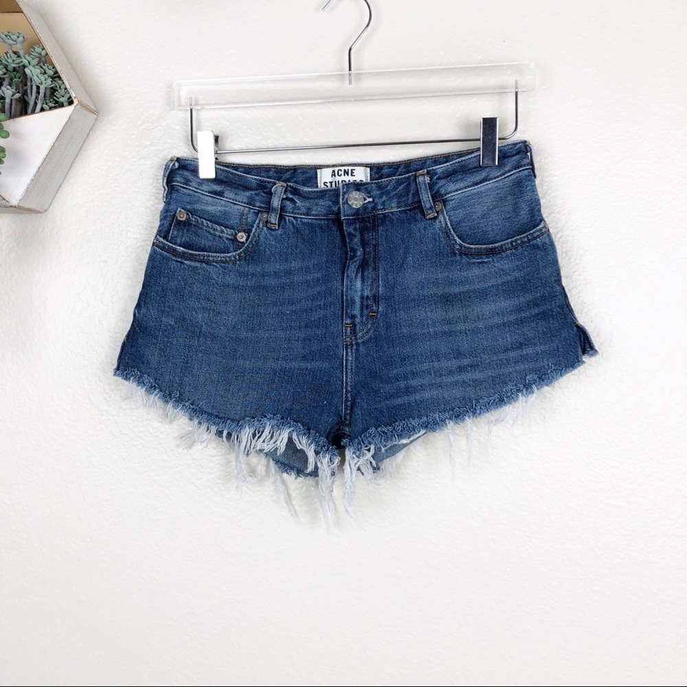 Acne distressed jean shorts raw hem